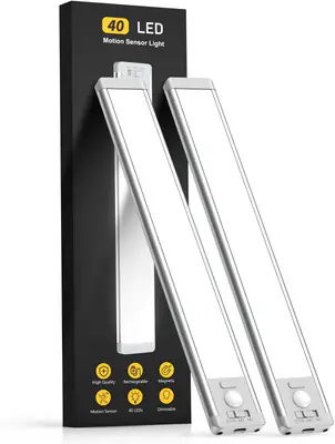 MCGOR 10-inch Rechargeable Motion Sensor Under Cabinet Lights (2-Pack)
