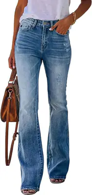KUNMI Women's High-Waisted Flare Jeans